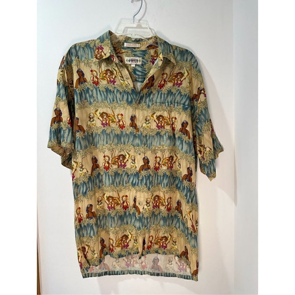 Campia Moda men’s 100% rayon Hawaiian short sleeve button shirt size M. #42-1061